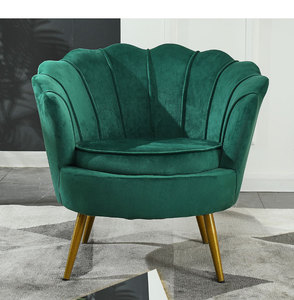 Sillón Moderno de Lujo con Tapicería de Terciopelo en Forma de Concha y Patas Doradas, Color Verde, para Hogar, Oficina y Hotel - Product Image 4