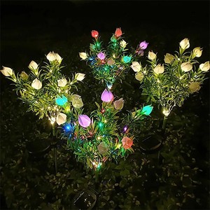 Solar Garden <b>Lights</b> Led <b>Rose</b> Flower Lamp Outdoor Waterproof Solar Powered Garden Decor Lawn Stake <b>Light</b> - Product Image 1