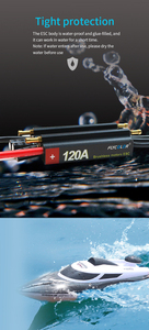 Fly Color 30A 50A 70A 90A 120A RC BOAT ESC Wasserdichter bürstenloser <span class=keywords><strong>2</strong></span>-6S Lipo-Geschwindigkeit regler mit Programm karte für RC-Boots motor - Product Image 5