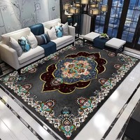 Tapis moderne pour salon et chambre à coucher, imprimé floral, lavable en machine, en polyester