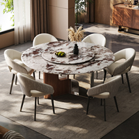 Italienisches Modernes Luxus-Marmor Super-Kristallstein Runder Esstisch und Stühle Set Hochwertig für Zuhause Hotel Apartment
