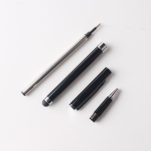 Stylo en métal à encre gel personnalisé noir avec stylet - Product Image 5