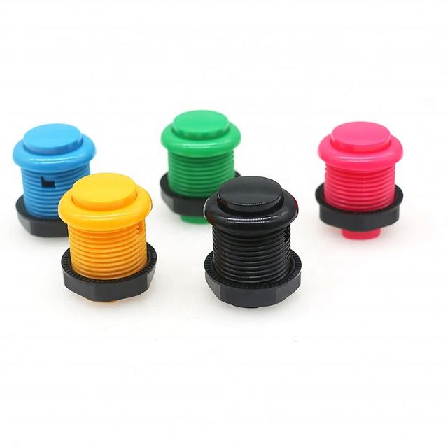 24mm & 28mm Round Arcade Push Button With 2Pin Microswitch Screw Nuts for DIY Console Video Game Machine Cabinet