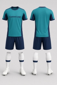 Custom Logo Red V-Neck Soccer Jersey Set with Black Shorts and White <b>Socks</b> for Adults Unisex All Seasons <b>Polyester</b> Kit - Product Image 5