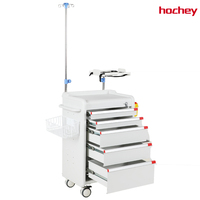 Chariot médical d'urgence en acier inoxydable Hochey Medical avec tiroirs verrouillables et roues silencieuses