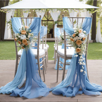 Foulards de chaise de mariage, décorations d'allée, drapés en mousseline, nœuds en tissu, écharpes sans plis, attaches de chaise de mariage