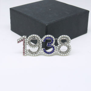Fancy 2 filas diseño con incrustaciones de perlas Jack y Jill of America año de fundación 1938 símbolo joyería rosa y azul Bling JJ broche Pin - Product Image 4