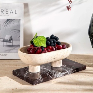SAIDKOCC Bol <span class=keywords><strong>de</strong></span> rangement personnalisé en marbre naturel pour fruits et collations, service à thé <span class=keywords><strong>de</strong></span> luxe français pour salon, décoration intérieure - Product Image 3
