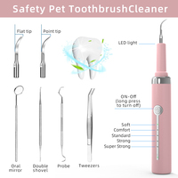 Dernier modèle de nettoyeur dentaire ultrasonique portable pour animaux de compagnie, éliminateur de tartre et de plaque dentaire pour chiens, machine de blanchiment des dents pour chiens avec LED et 5 outils