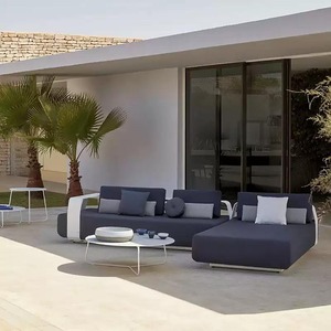 Ensemble de canapés modulaires en aluminium pour l'extérieur, tissu imperméable, canapé de salon design pour patio, combinaison de canapés - Product Image 2