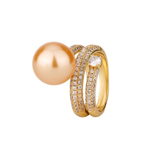 Wholesale Fashion Jewelry Eco-friendly Copper Gold Plated 14MM Gold Shell Pearl Open Unique <b>Cheap</b> Designer Vintage <b>Ring</b> - Product Image 1