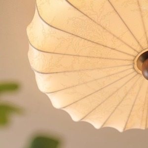 Japanese Round Fabric Ceiling Light Led Multi Head Chandelier Suspended For Bedroom Living Room - Product Image 1