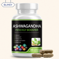 Cápsulas de Apoyo Inmunológico con Extracto de Ashwagandha para Adultos, Marca Privada, 60 Unidades, Logotipo Personalizado, Shilajit Ksm-66, Musgo Marino, Aceite de Semillas Negras