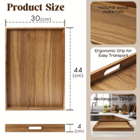 Plateau rectangulaire en bois d'acacia et de noyer, plateau à thé à bulles, plateau à gâteaux, plateau à pain, plateau à petit-déjeuner, plateau à collations, fournitures hôtelières, plateau à thé pour restaurant