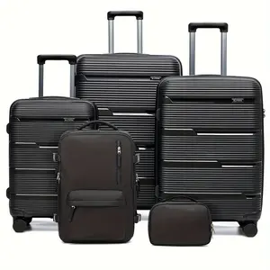5-Piece Travel Luggage Set: 20", 24", 28" Cases with Spinner Wheels, Password Lock, Backpack & Toiletry Bag