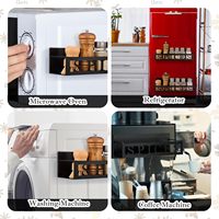 Lot de 2 étagères à épices rectangulaires à double niveau en métal magnétique non pliable pour réfrigérateur, rangement de réfrigérateur, accessoires de cuisine (noir)