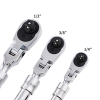 YLWRAP Lot de 3 clés à cliquet extensibles à tête flexible 1/2 3/8 1/4 à dégagement rapide, outil de réparation automobile