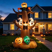 Décoration extérieure gonflable Feidu Modèle 21330 de 2,4 mètres en polyester, sculpture d'air d'Halloween avec lumières LED, citrouille, fantôme, crâne