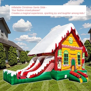 สไลเดอร์เป่าลมรูปซานตาคลอสสำหรับเด็กเล่นกลางแจ้ง พร้อมเครื่องเป่าลม ขาย - Product Image 4