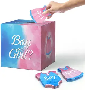 소년 & 소녀 성별 공개 투표 상자 투표 선물 카드 베이비 샤워 파티 장식 용품