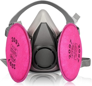 Masque respiratoire demi-visage avec cartouches filtrantes <span class=keywords><strong>P3</strong></span> pour la protection contre la poussière et les gaz, conception en silicone réutilisable - Product Image 1
