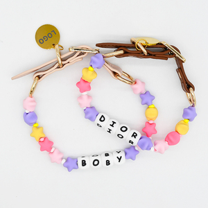 Collar de Dijes Personalizado de PVC para Mascotas Hecho a Mano con Cuentas y Placa de Nombre, Accesorios de Joyería Elegantes para Perro al por Mayor - Product Image 4
