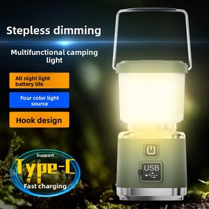New Outdoor Satchel <b>Camping</b> Style <b>LED</b> Atmosphere Lamp with Type-C Rechargeable Long-Life Tent Lighting Stepless Dimming - Product Image 1
