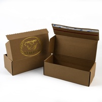 Caja de Cartón Corrugado Plegable Marrón con Logotipo Personalizado Estampado en Relieve y Tira de Apertura para Envíos, Ideal para Cosméticos, Artículos Pequeños y Embalaje de Regalos