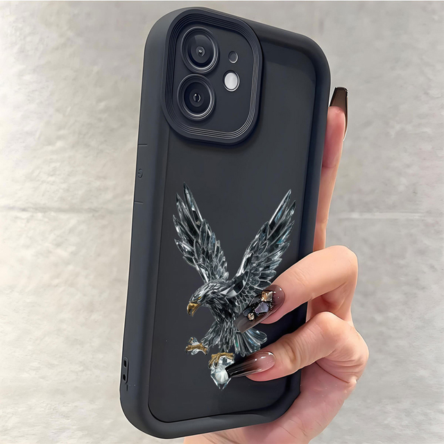 Beautiful Diamond Hawk Print Ladder Lens Style Shockproof TPU Mobile Phone Cover Case for Samsung Galaxy A07 A17 A56 S26 Ultra