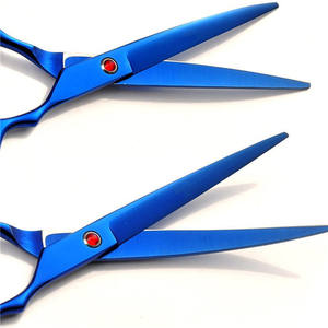 กรรไกรตัดแต่งขนสัตว์เคลือบสีฟ้า 7 นิ้ว สแตนเลสสตีล โค้งงอ สำหรับแมว ชุดอุปกรณ์กรูมมิ่งอเนกประสงค์ - Product Image 4