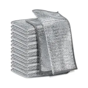 Chiffons de nettoyage multifonctionnels en fil métallique Chiffons de nettoyage en fil métallique Chiffons de cuisine en fil métallique pour la vaisselle humide et sèche