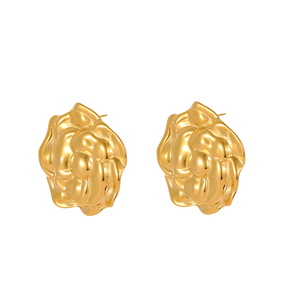 Nimai Classic Vintage joyería de moda Camelia Floral pendientes de acero inoxidable Flor de Oro impermeable Stud pendientes - Product Image 6