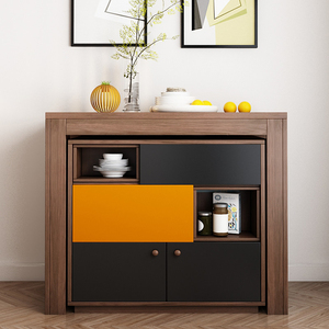 Mobile per la Casa <span class=keywords><strong>in</strong></span> Legno di <span class=keywords><strong>Noce</strong></span>, Armadio Moderno con Tavolo da Pranzo Estensibile e Set di Sedie Pieghevoli - Product Image 5