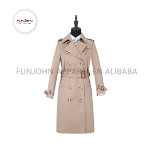 Primavera Oficina caqui clásico uniformes largos Turn-Down Collar diseño doble botonadura gabardina para mujeres damas - Product Image 4