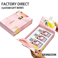Kotak Hadiah Parfum Magnetik Berbentuk Pink Kustom dengan Pita Tema Warna dan Cetakan, Dilengkapi Busa EPE