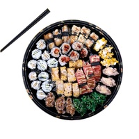 Kotak Kertas Sushi Mudah Dibawa Keluar Kardus Sekali Pakai Kotak Makanan Bungkus Jepang Kraft Jendela Kecil Mewah Hitam Keluar