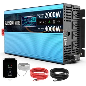 HOULI Low Frequency Inverter 12V 4000W Lcd Display Inverter 24V 220V US Socket 2000W / 4000W Pure Sine Wave Inverter US Version