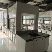 Hotte d'extraction chimique compacte de table avec poste de travail tout en acier, rideau coulissant et ports utilitaires pour la manipulation des échantillons