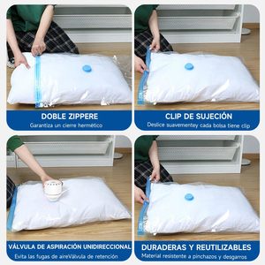 Sacs de rangement sous vide avec pompe à air électrique réutilisable, gain de place, en PA et PE, pour vêtements, oreillers, couettes (lot de 10) - Product Image 6