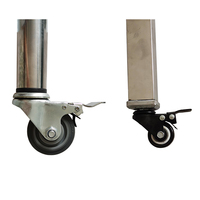 Roues de table en nylon PU avec tige filetée, roues avec frein, étagères en acier inoxydable, tables, supports, roulettes pivotantes