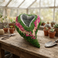 Jardinières en rotin Moss Heart, carrées et rondes, kit de pots de fleurs pour la maison et le jardin