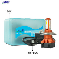 Phare de moto LiuHJG 3 côtés H4 Ba20d P15d Cob 6led en alliage d'aluminium 12V-80V, faisceau haut/bas blanc, lampe LED