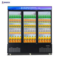 Congélateur commercial pour supermarché, vitrine verticale à porte vitrée transparente, réfrigérateur à température unique pour chocolat et boissons froides, avec éclairage LED