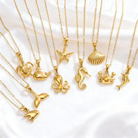 MYNECK Bijoux DIY Tendance en Acier Inoxydable Plaqué Or 18 carats Anti-ternissement, Pendentifs Animaux Marins (Baleine, Crabe) pour Sacs et Clés