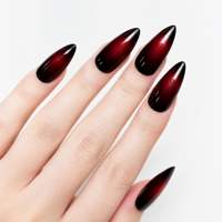 Faux ongles gothiques à presser, forme Stiletto, réutilisables, couvrance totale, finition brillante, dégradé rouge foncé, pour soirées festives