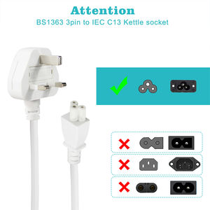 Câble d'alimentation CA avec prise UK (Singapour) vers connecteur IEC C5, câble secteur standard britannique 3 broches pour adaptateur secteur d'ordinateur portable - Product Image 3