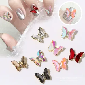 2020 mais novo 3d popular luxo borboleta decalques jóias metal nail art decoração