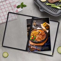Grosir Pabrik 6 halaman 12 tampilan transparan PVC PU kulit tepi Restoran Menu penutup 8.5x11 inci buku Menu ukuran A4