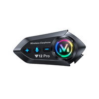Casque audio Y12Pro en plastique ABS pour moto - Intercom étanche à réduction de bruit, partage de musique, portée 500M