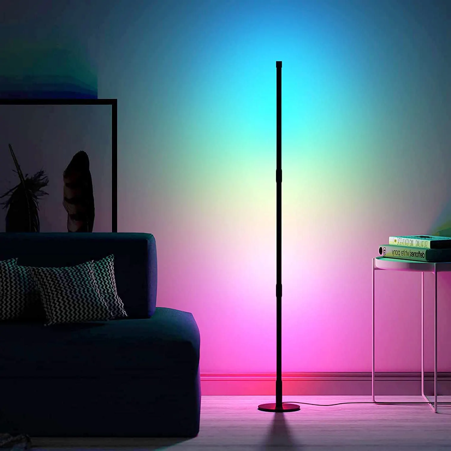 Home Smart Corner Floor Standing Standard Lamp Lighting Indoor Modern Stand Floor Light LED RGB Floor Lamps With Remote Control